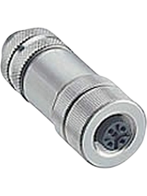 Circular Connector, M12, Socket, Straight, Poles - 4, Screw Terminal, Cable Mount