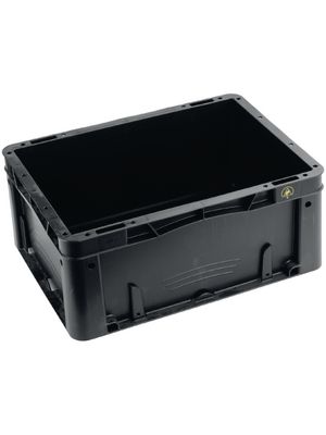 FUTURA ESD Shielding / Conductive Container, 400x300x175mm, Polypropylene (PP), Black