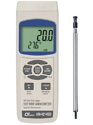 Air Velocity Tester, 40 ... 3940ft/min, 0 ... 50°C