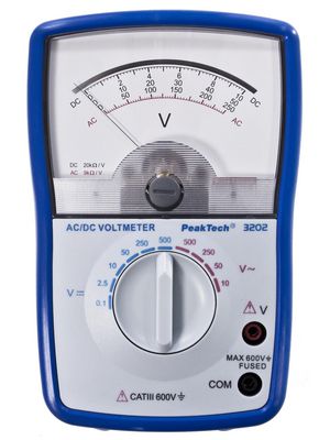 Analogue Voltmeter, 500VAC/VDC, Analogue, Visual