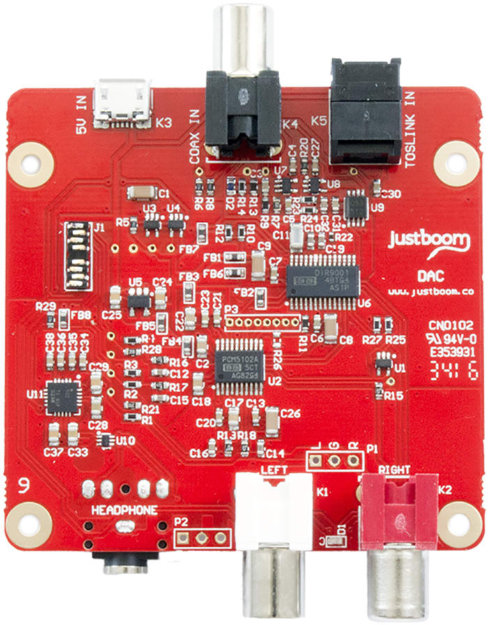 Pi Supply DAC Sinyal Dönüştürme Geliştirme Kiti PCM5102A JustBoom DAC Raspberry Pi Ekleme Pano JustBoom 24 bit