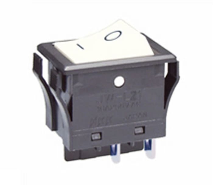 Rocker Anahtar (Rocker Switch), Çift Kutuplu Tek Atımlı (DPST), Beyaz, Açık-Nötr-Kapalı, 16 A, 29,5mm, 20,5mm