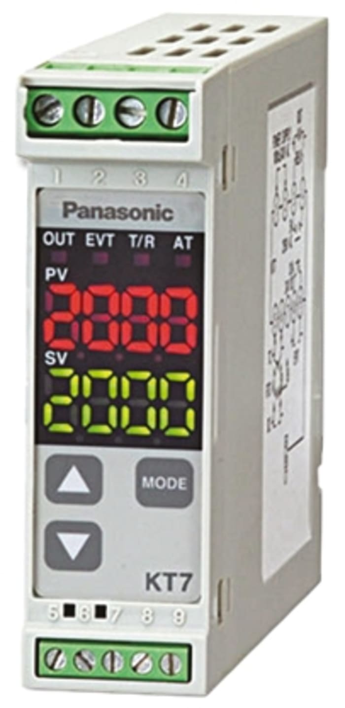 Panasonic KT7 PID Sıcaklık Kontrol Cihazı, Tek Çıkışlı, Transistör, 100 → 240 V ac , 22,5 x 75mm