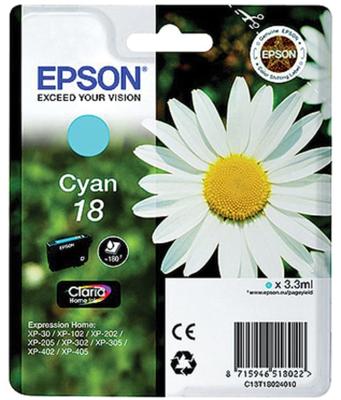 Epson 18 Mürekkep Kartuşu, Cyan