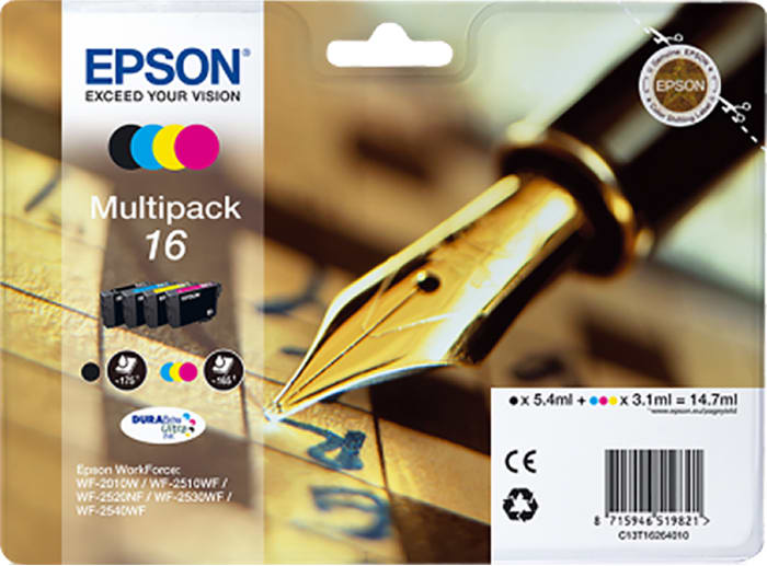 Epson 16 Serisi Mürekkep Kartuşu, Siyah, Cyan, Magenta, Sarı