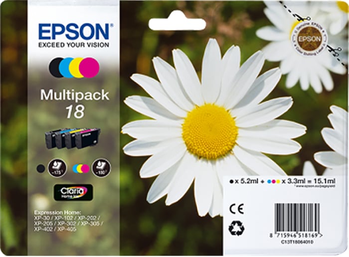 Epson 18XP Mürekkep Kartuşu, Siyah, Cyan, Magenta, Sarı