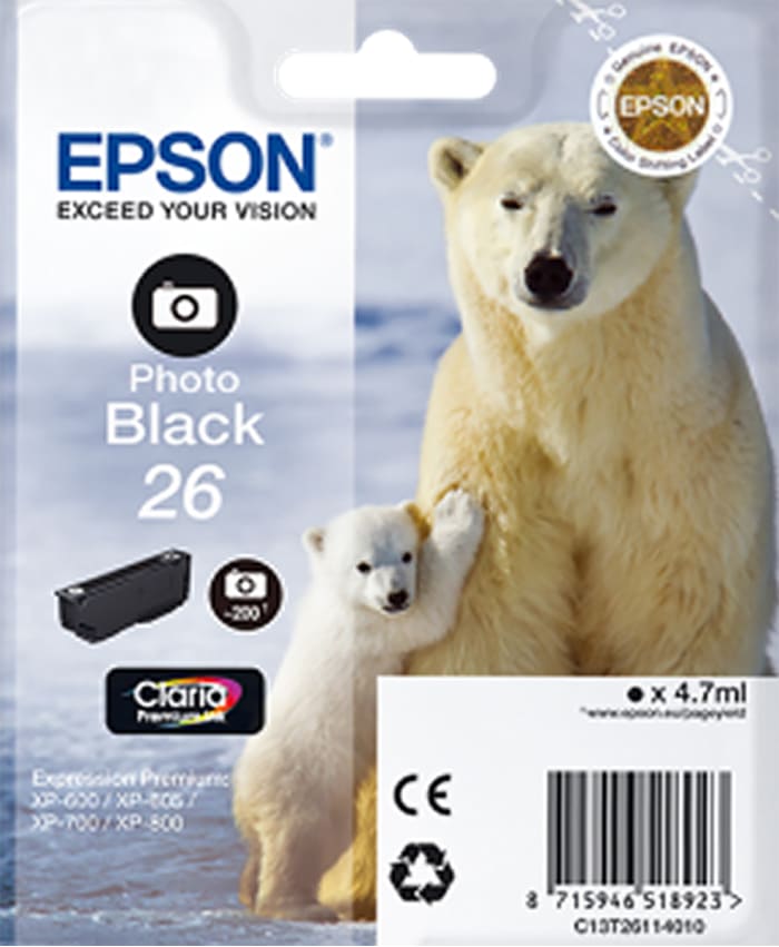 Epson 26 Mürekkep Kartuşu, Foto Siyah