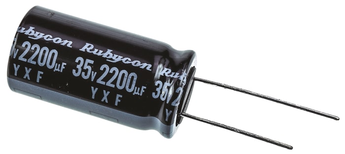 Rubycon Alüminyum Elektrolitik Kondansatör 2200μF 35V dc Ç: 16mm, Serisi: YXF, 10000H