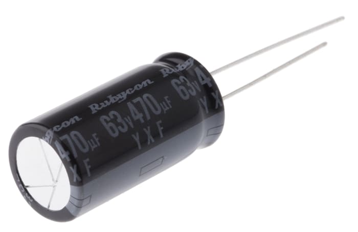 Rubycon Alüminyum Elektrolitik Kondansatör 470μF 63V dc Çap: 12,5mm, Serisi: YXF, 10000H