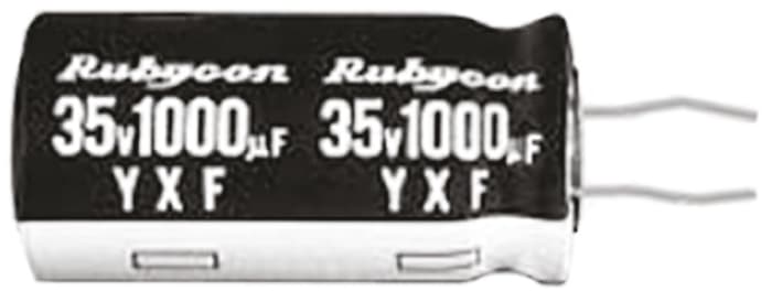 Rubycon 2200μF Aluminium Electrolytic Capacitor 16V dc, Radial, Through Hole - 16YXF2200MEFCKC12.5X25