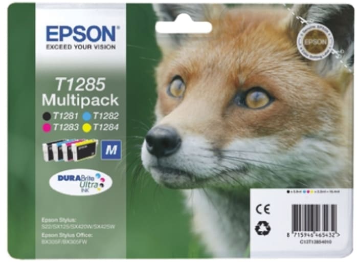 Epson T1285 Mürekkep Kartuşu, Siyah, Cyan, Magenta, Sarı