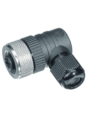 Circular Connector, M12, Socket, Right Angle, Poles - 3, Screw Terminal, Cable Mount