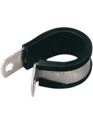 Cable Clamp, 3.2mm, Aluminium, Chloroprene, Black, Screw