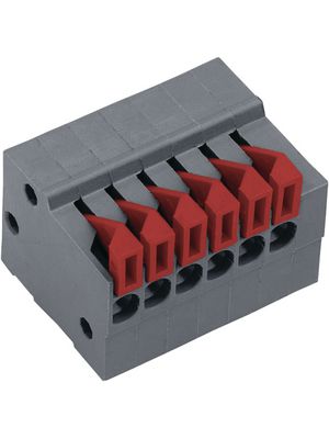 PCB terminal block, THT, 2.54mm Pitch, Right Angle, Spring Clamp, 10 Poles