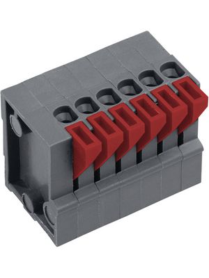 PCB terminal block, THT, 2.54mm Pitch, Straight, Spring Clamp, 10 Poles